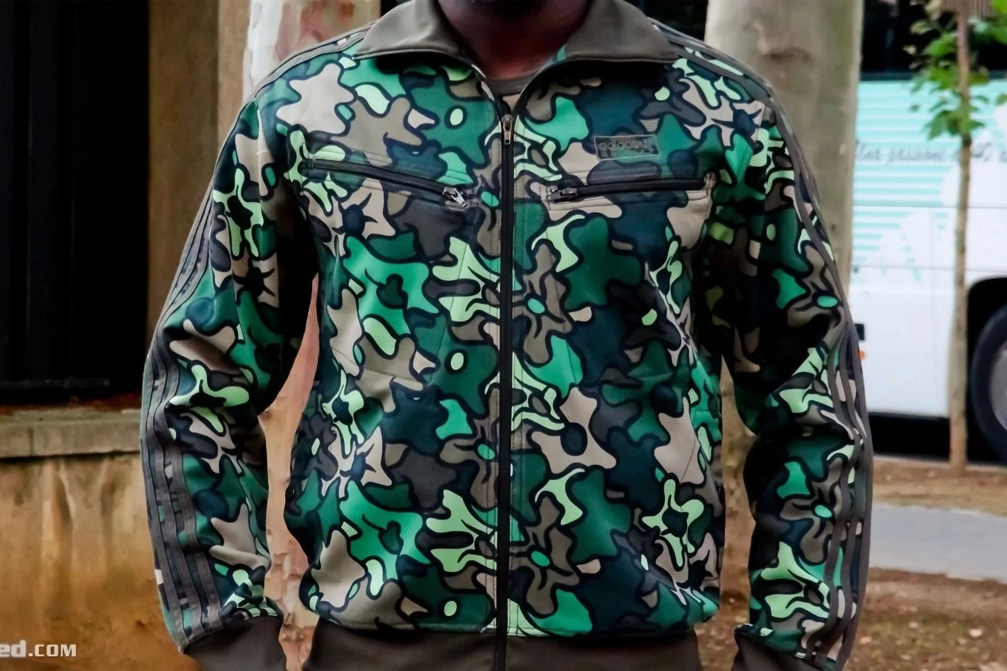 Men’s 2006 Adidas Originals Green Safety Camo Track Top: Resourceful (EnLawded.com file #lmchio371omfslbmxdr)