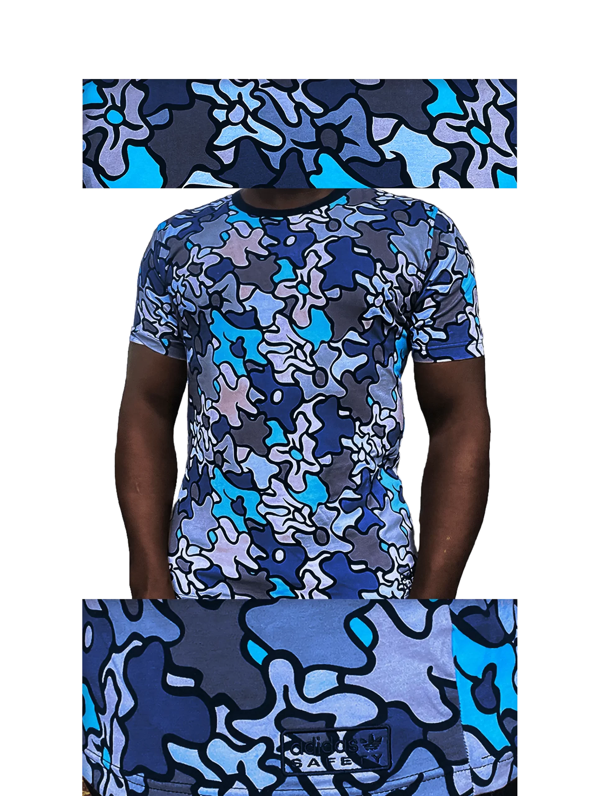 Men's 2006 Adidas Originals Blue Safety Camo T-Shirt: Off-the Record